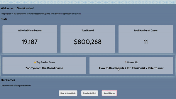 Sea Monster Crowdfunding demo