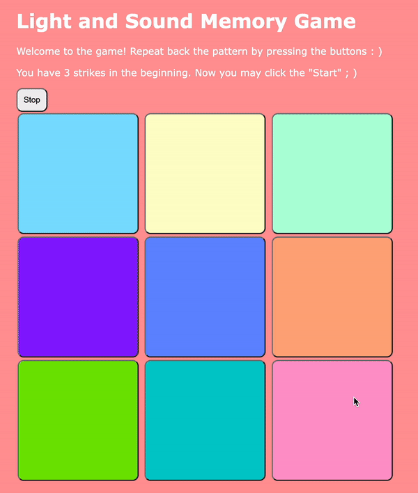 Light Sound Memory Game demo