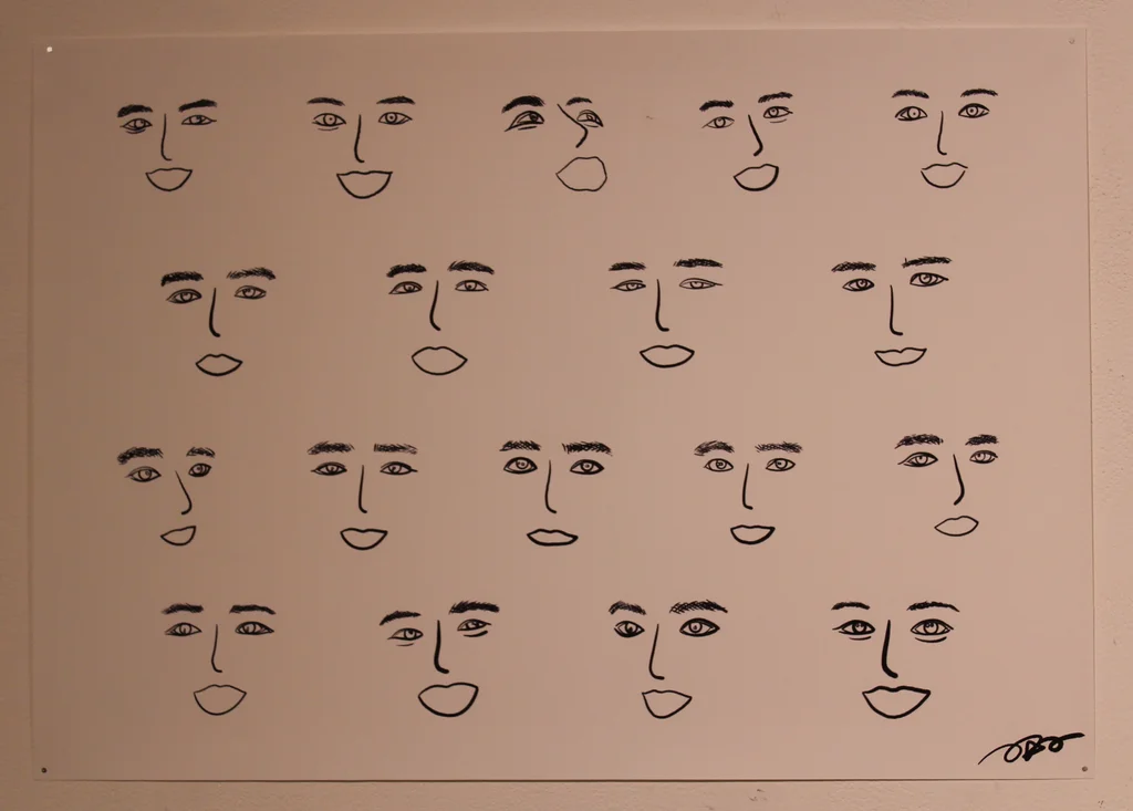 Harmonic Hormones drawing of rows of faces with varied expressions