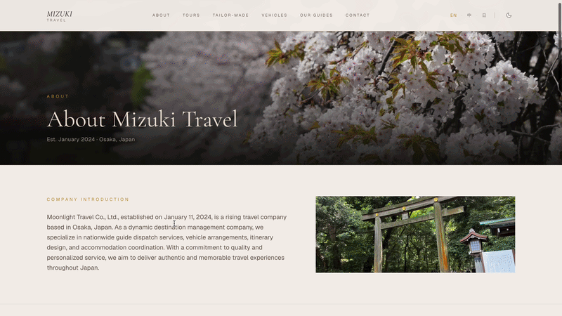 Mizuki Travel site walkthrough 2